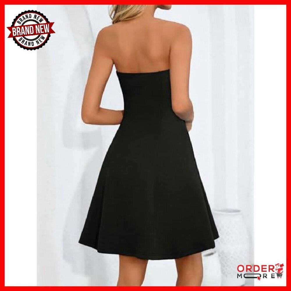 Strapless Tube Top Mini Dress with Side Pockets & Silicone Strips - Picture 4 of 8